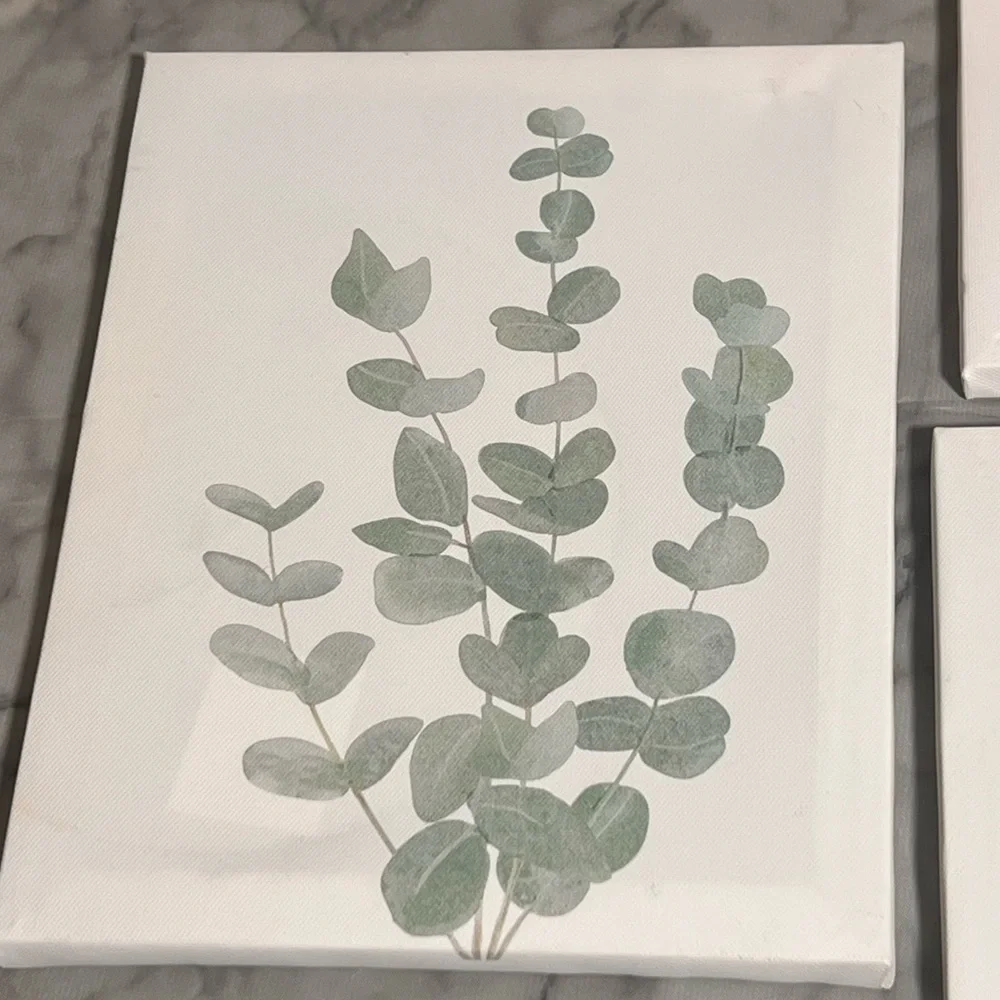 Set of 3 Botanical Art Green Farmhouse Eucalyptus Minimalist Approx 7.5”x10”
